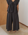 BASERANGE French organic cotton cable knit casual pants BAS-TRCA-PO-SU25-HEI Black